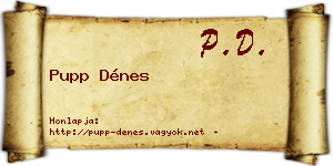Pupp Dénes névjegykártya